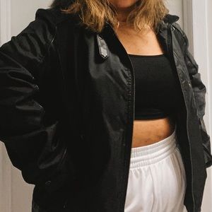 GUESS HOODED LEATHER JACKET